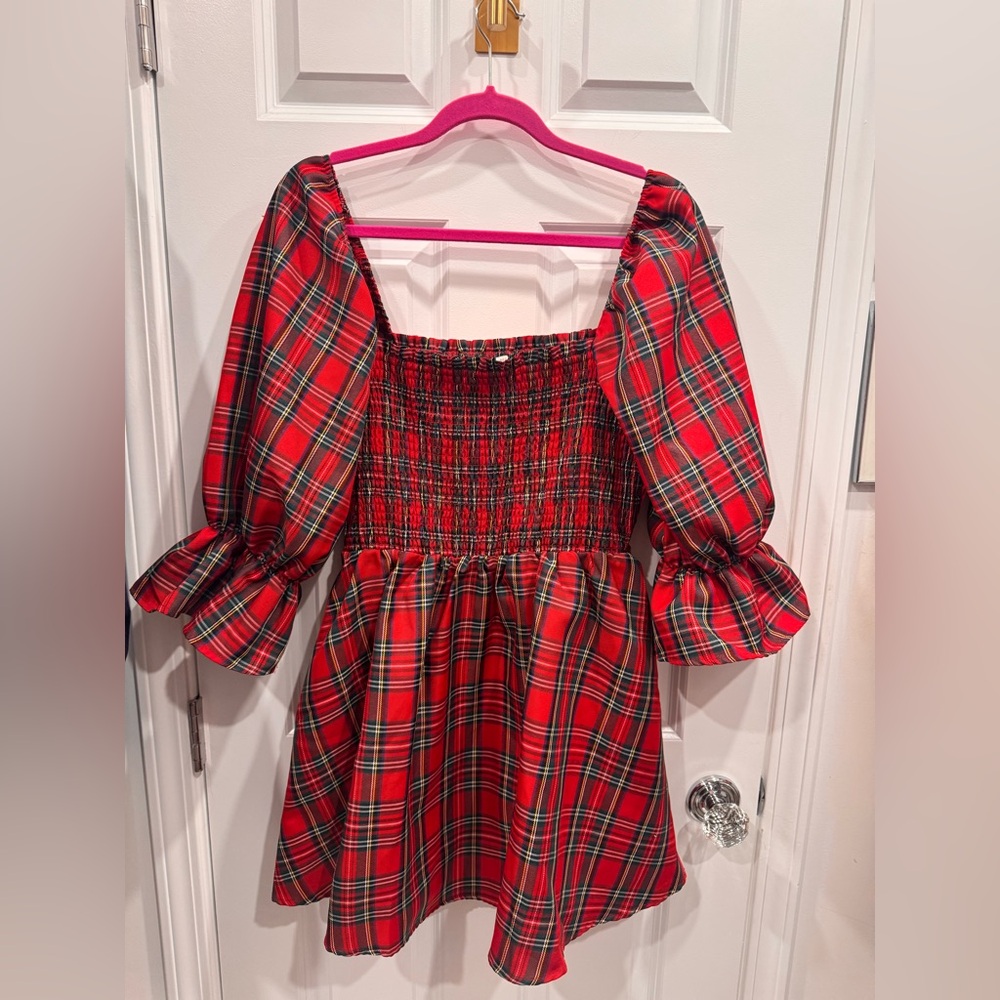 Blue Rain Red Plaid Dress XL - Picture 2 of 4